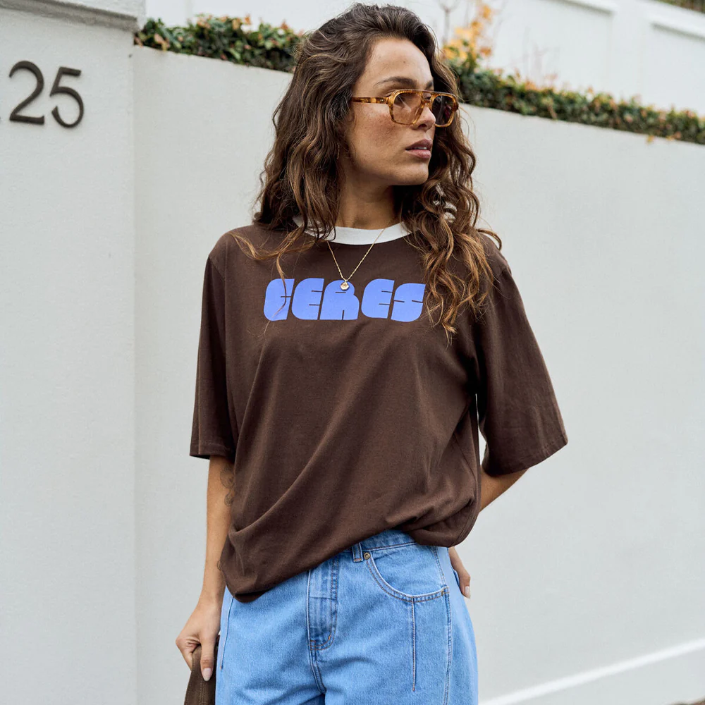 Luna Relaxed Tee - Chocolate Ceres Abstract