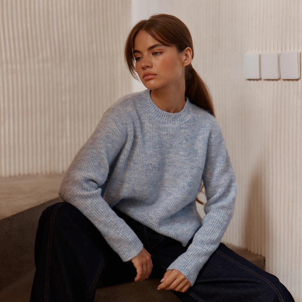 Marli Boxy Rib Knit - Pale Blue
