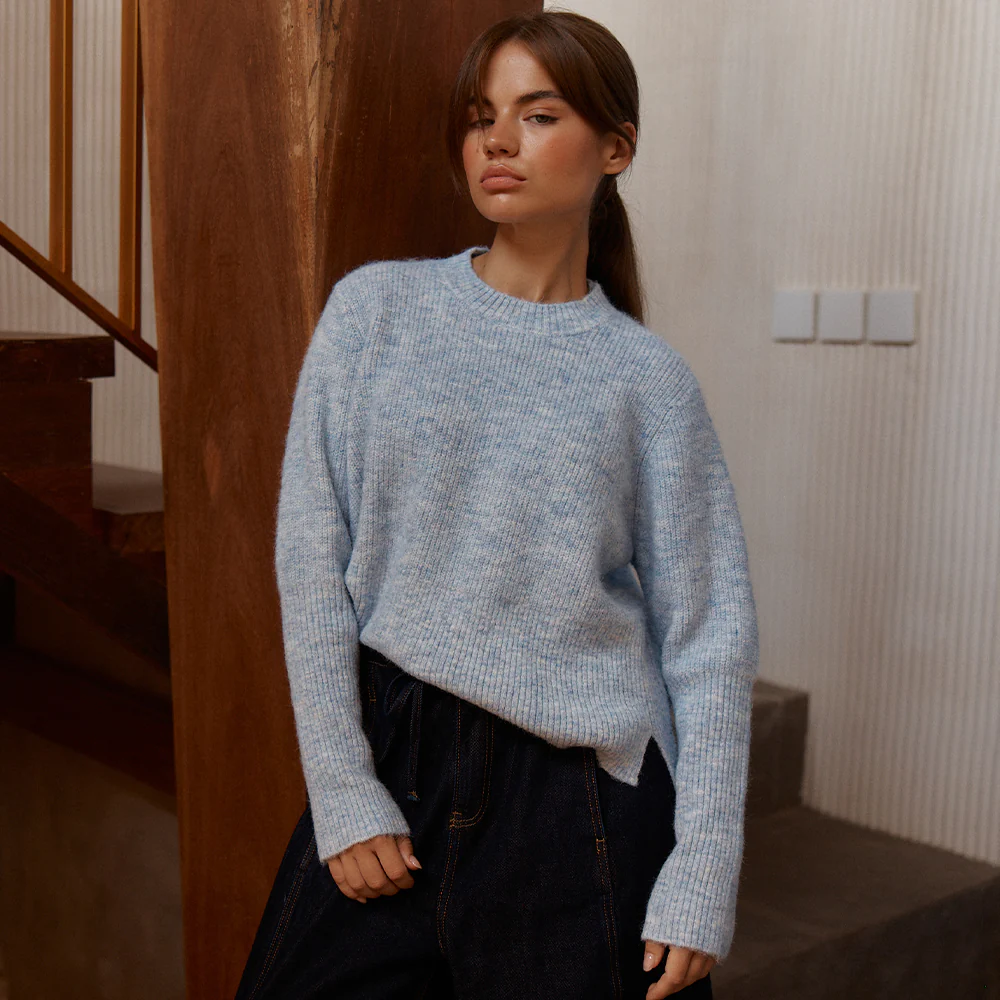 Marli Boxy Rib Knit - Pale Blue - Image 2