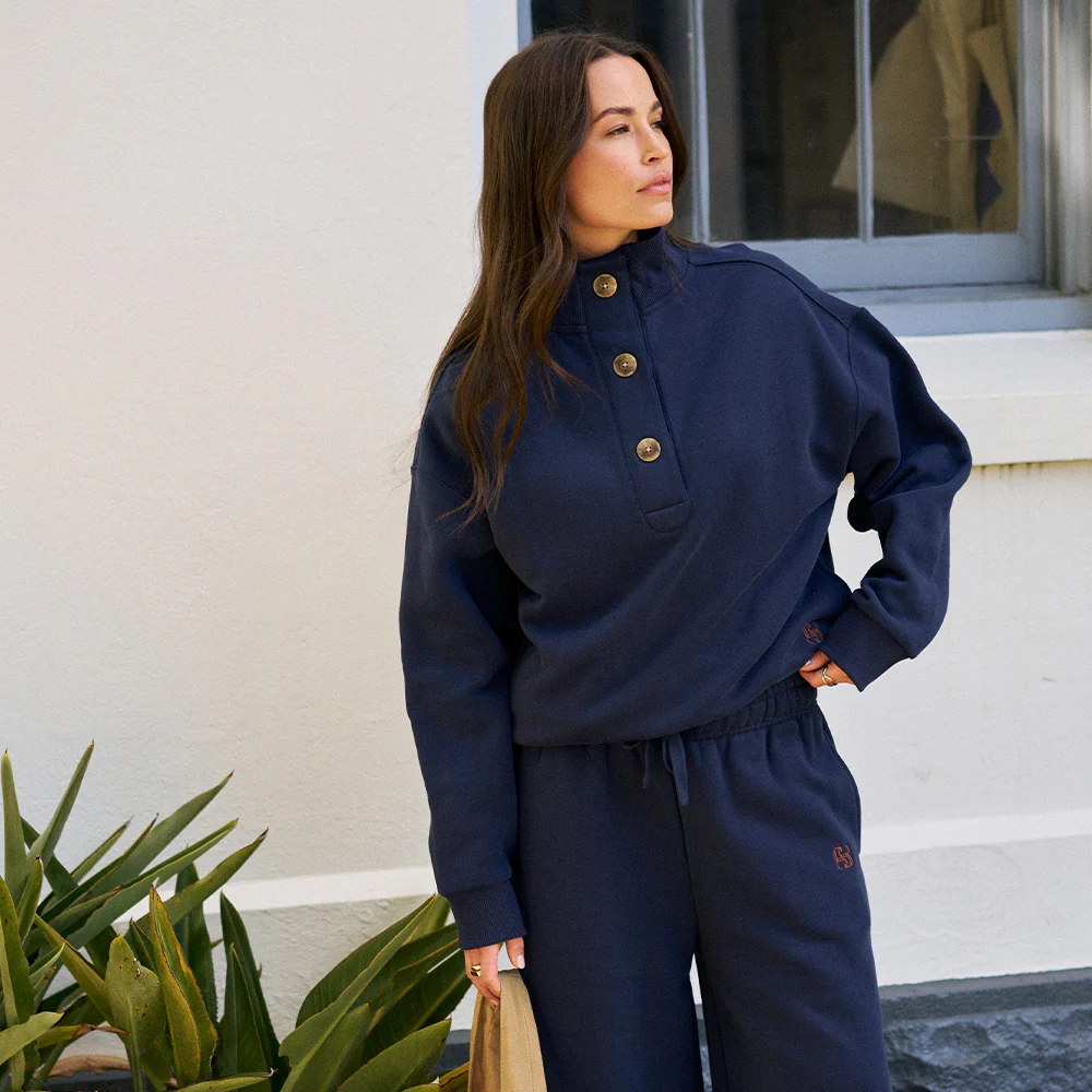 Marli Button Sweat - Heritage Navy