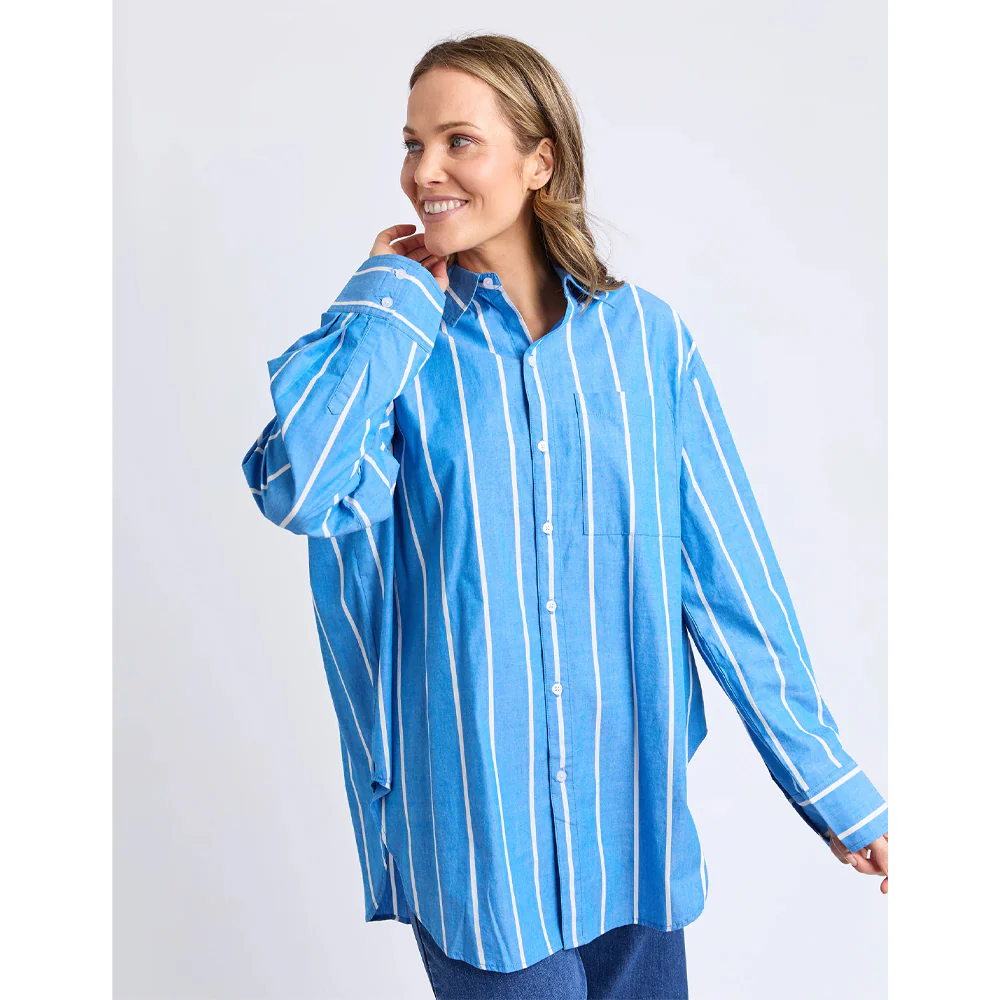 Mia Striped Shirt - Royal Blue - Image 8