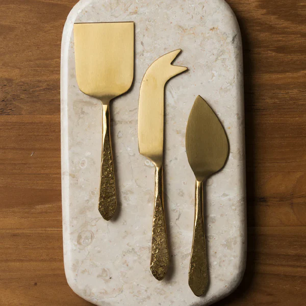 Mira Textured Brass Cheese Set