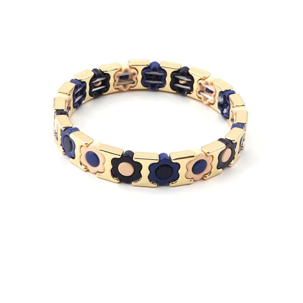 Navy Daisy Tile Bracelet