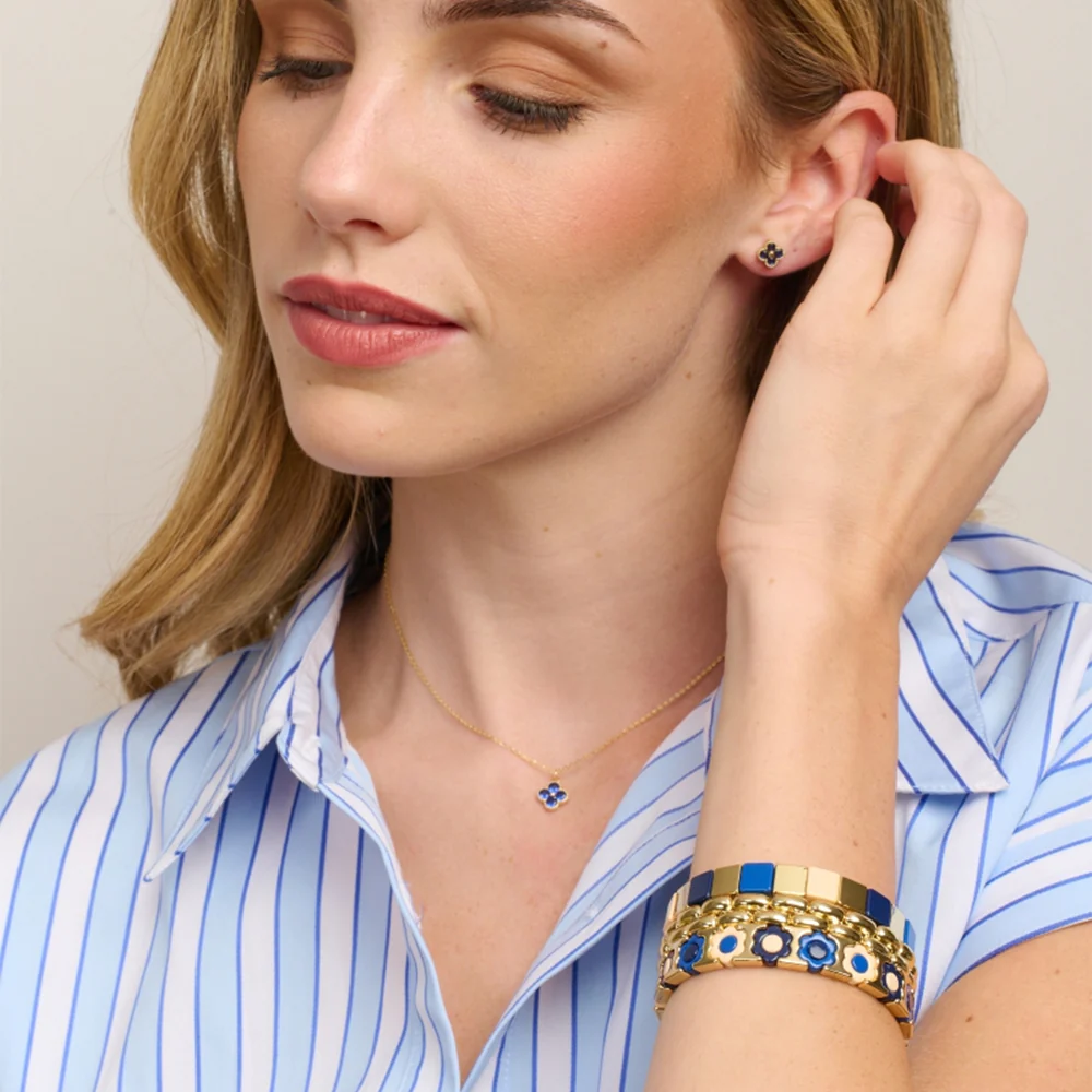 Navy Daisy Tile Bracelet - Image 2