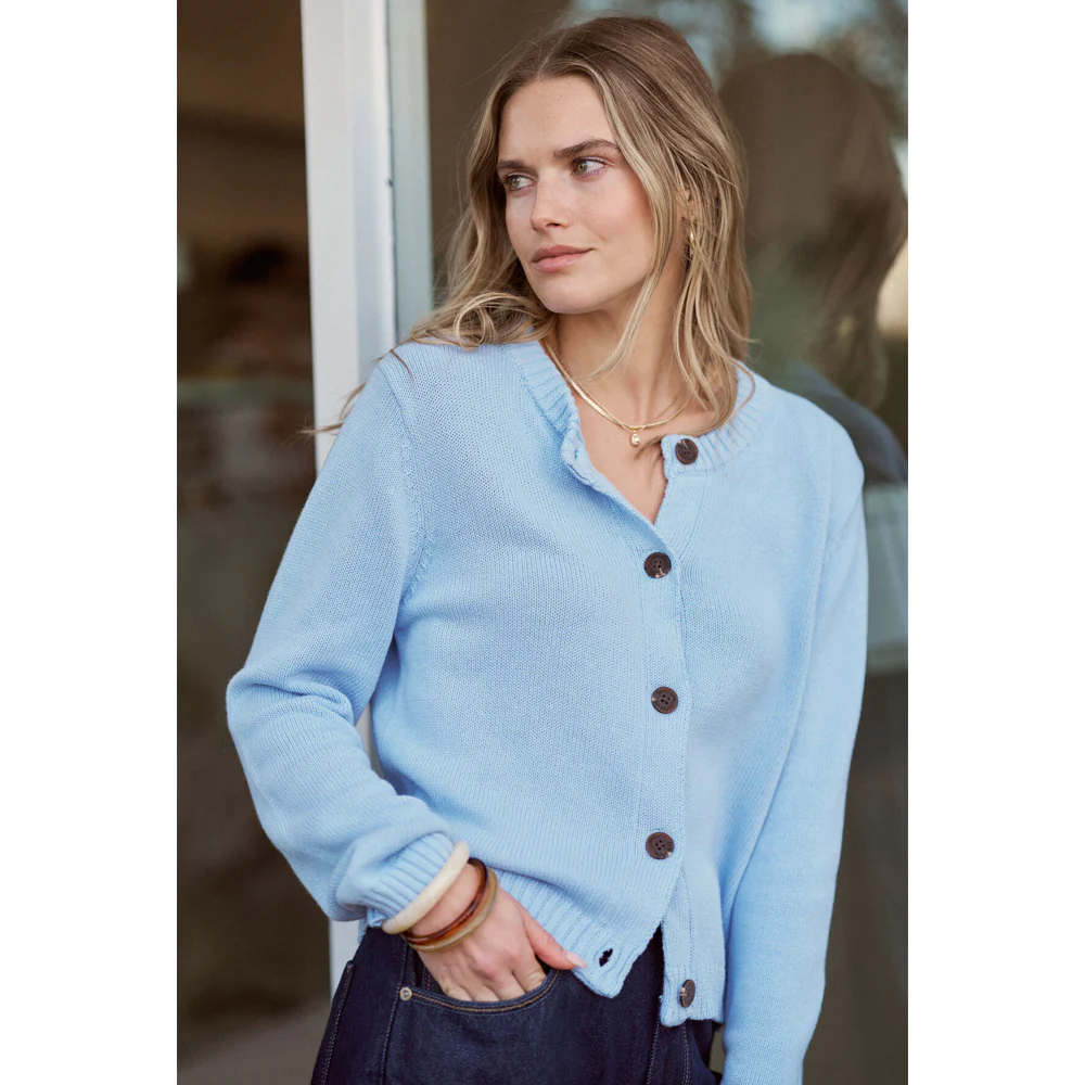 Nelly Long Sleeve Knit Cardi - China Blue - Image 5