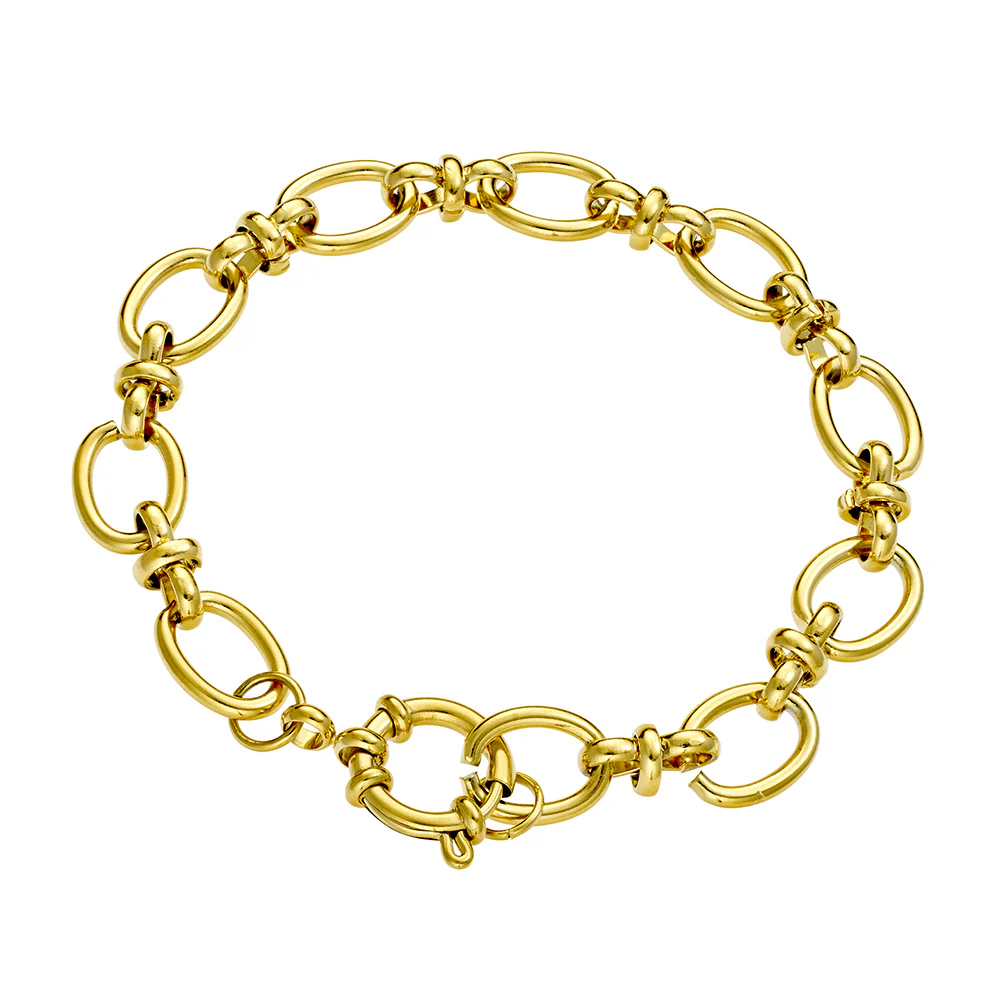 Oval Punk Link Charm Bracelet Gold