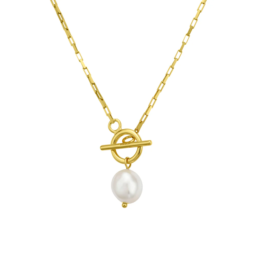 Pearl Toggle Necklace Gold