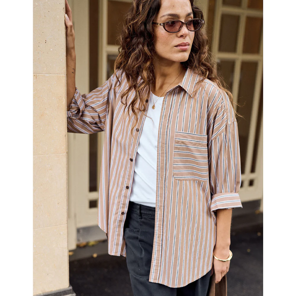 Peta Oversized Shirt - Biscuit Stripe - Image 2