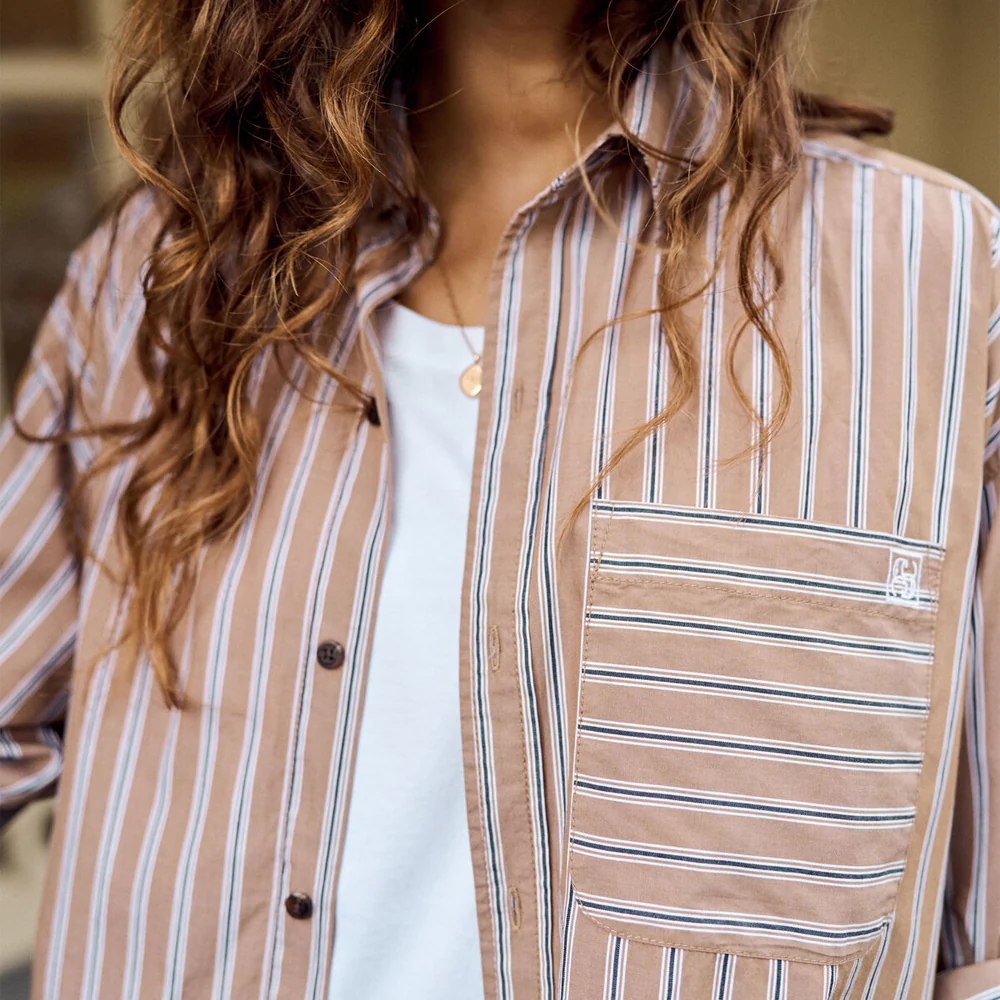 Peta Oversized Shirt - Biscuit Stripe - Image 3