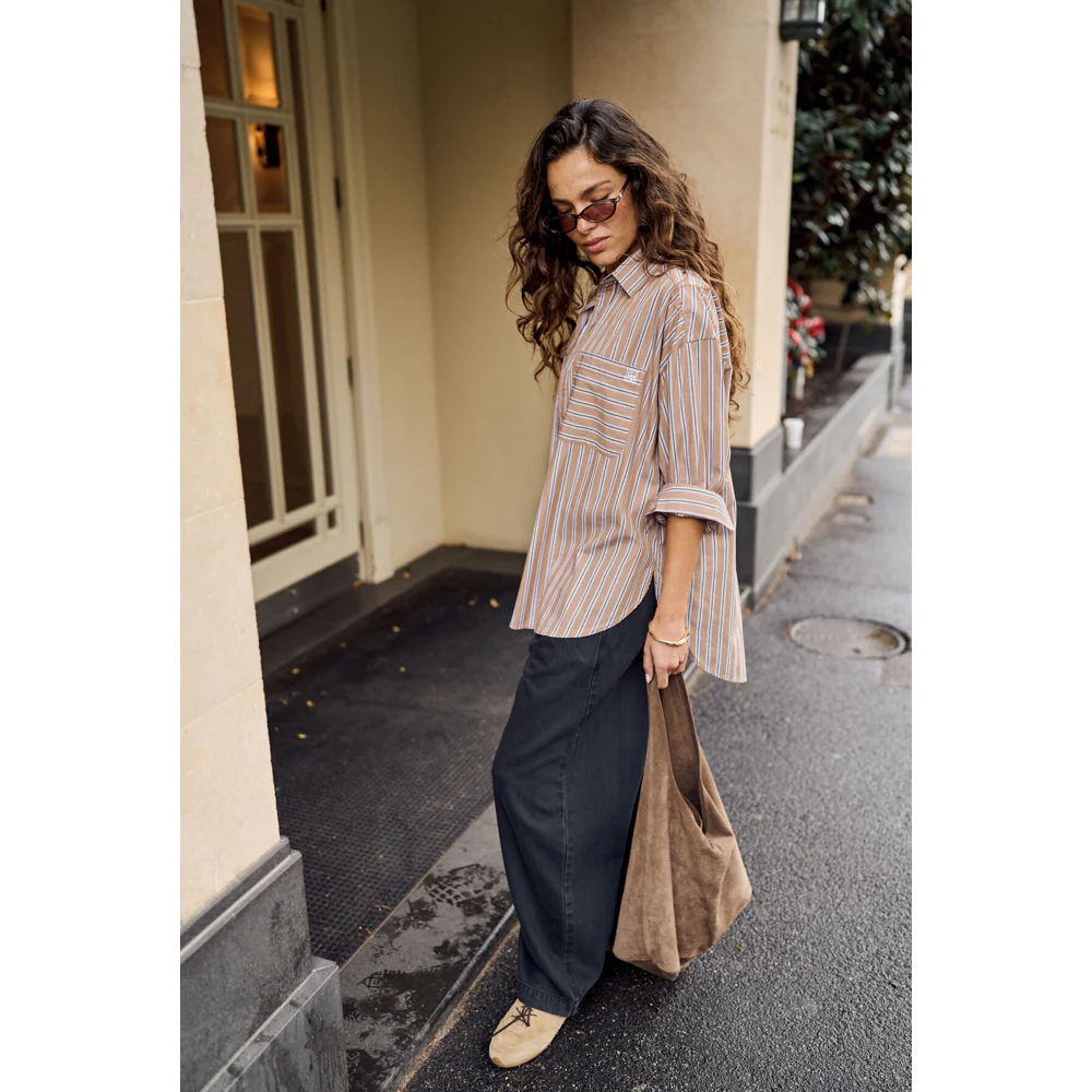 Peta Oversized Shirt - Biscuit Stripe - Image 4