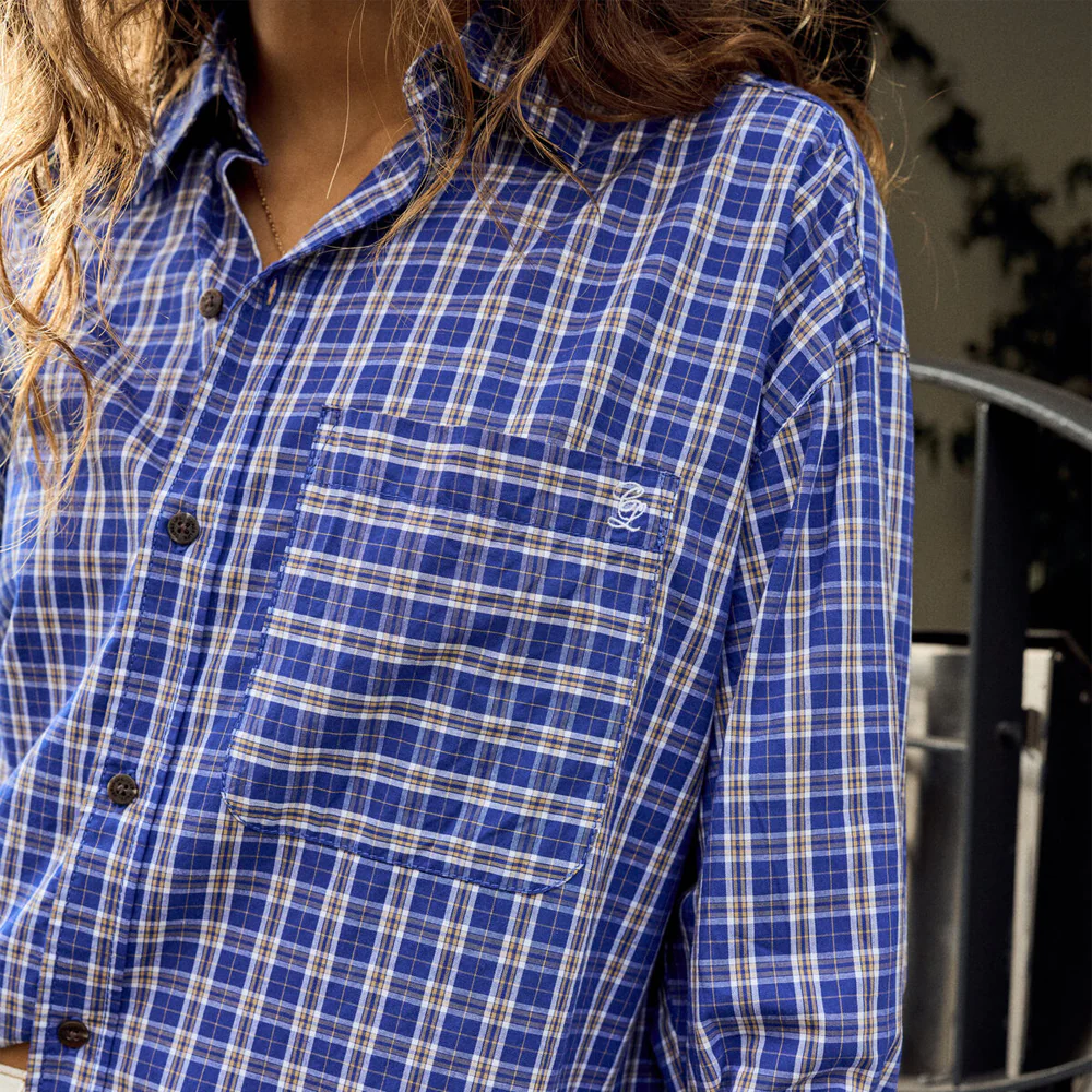 Peta Oversized Shirt - Polo Blue Check - Image 4