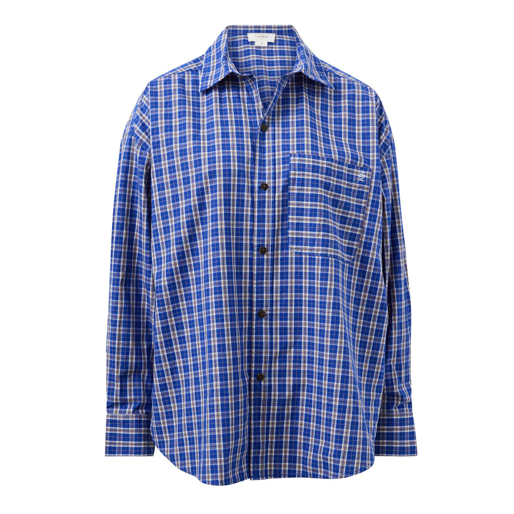 Peta Oversized Shirt - Polo Blue Check - Image 5