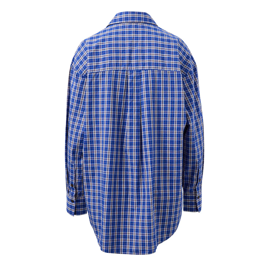 Peta Oversized Shirt - Polo Blue Check - Image 6