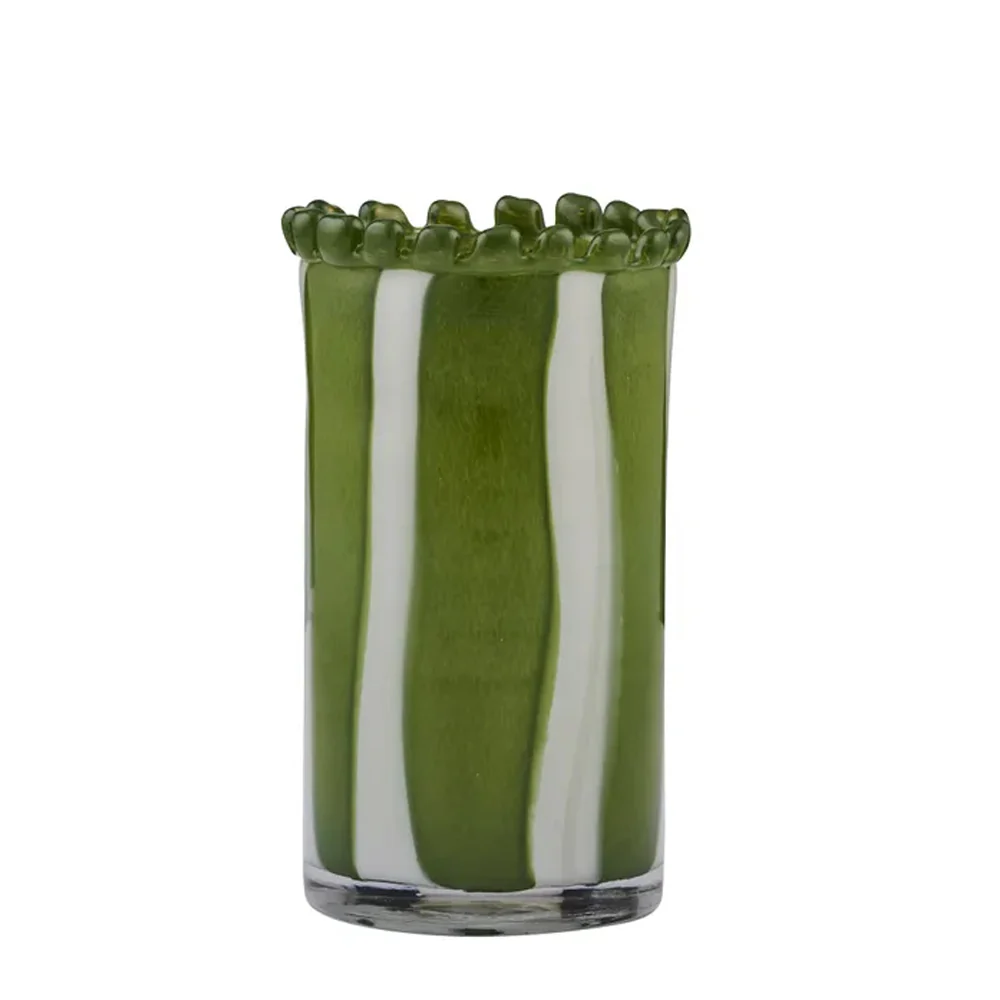 Pettine Stripe Glass Vase 23.5cm Green