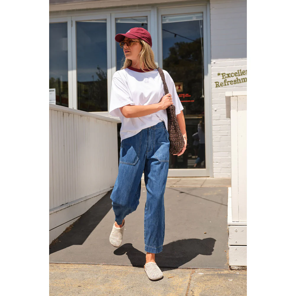 Phoebe Premium Tee - White + Burgundy - Image 4