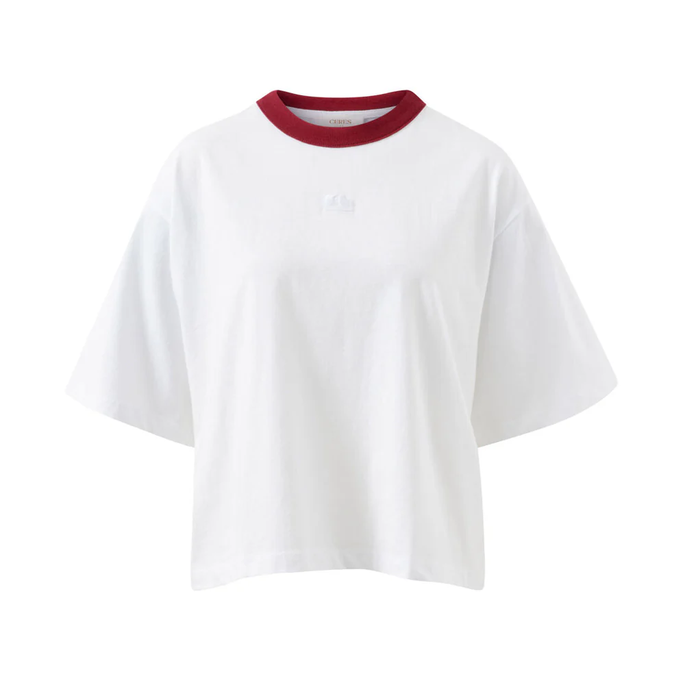 Phoebe Premium Tee - White + Burgundy - Image 6