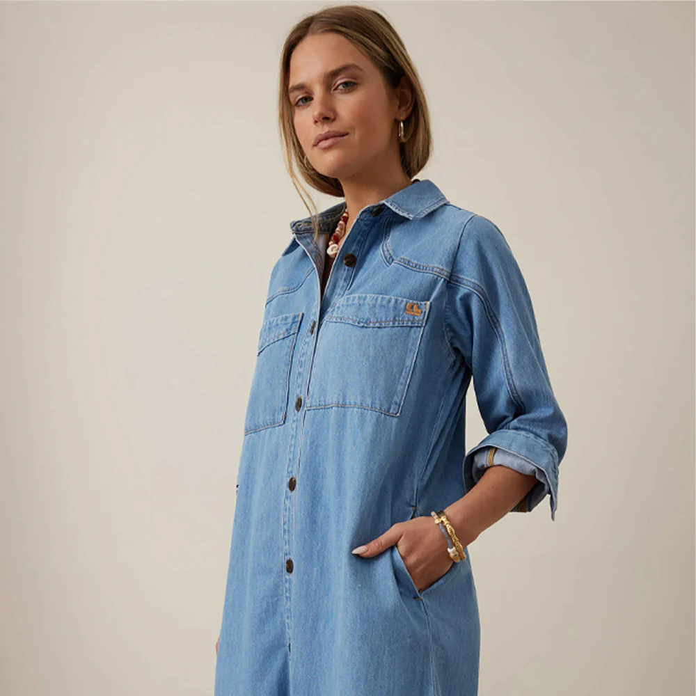 Rae Long Sleeve Midi Dress - New Vintage Blue - Image 3