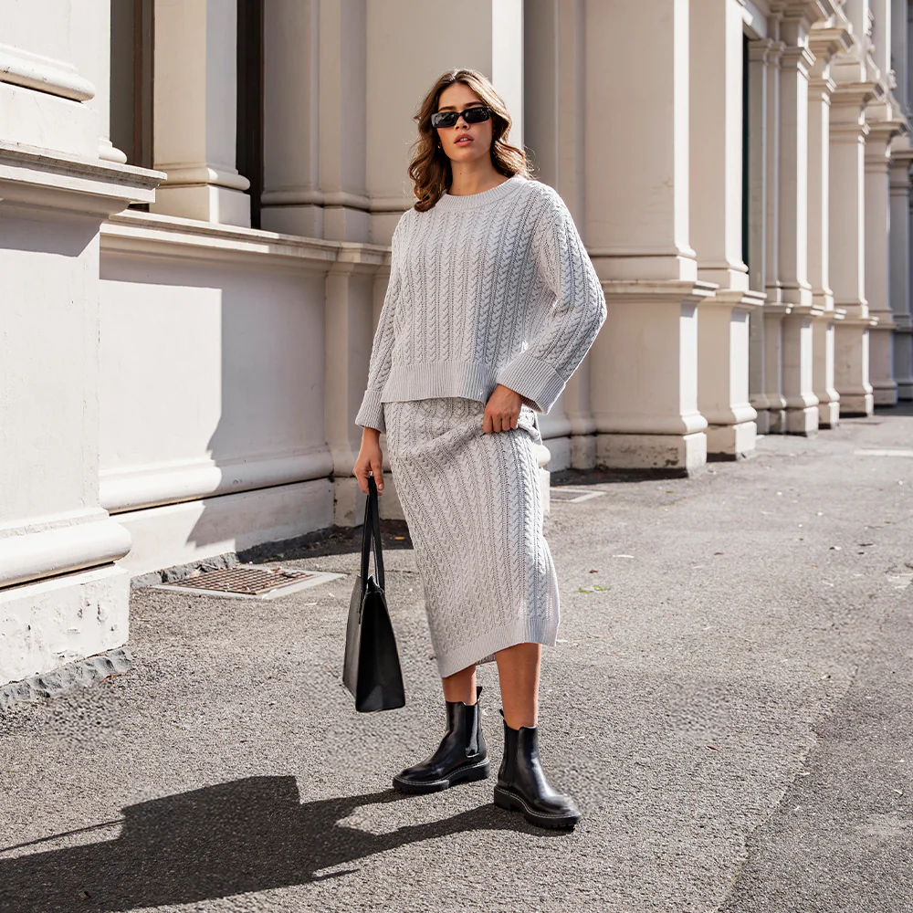 Remi Cable Knit - Grey Marle - Image 3