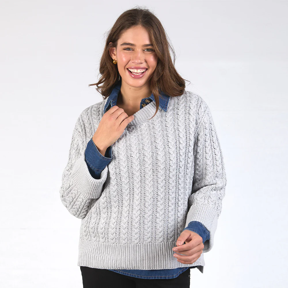 Remi Cable Knit - Grey Marle - Image 7