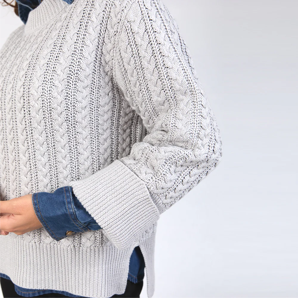 Remi Cable Knit - Grey Marle - Image 9