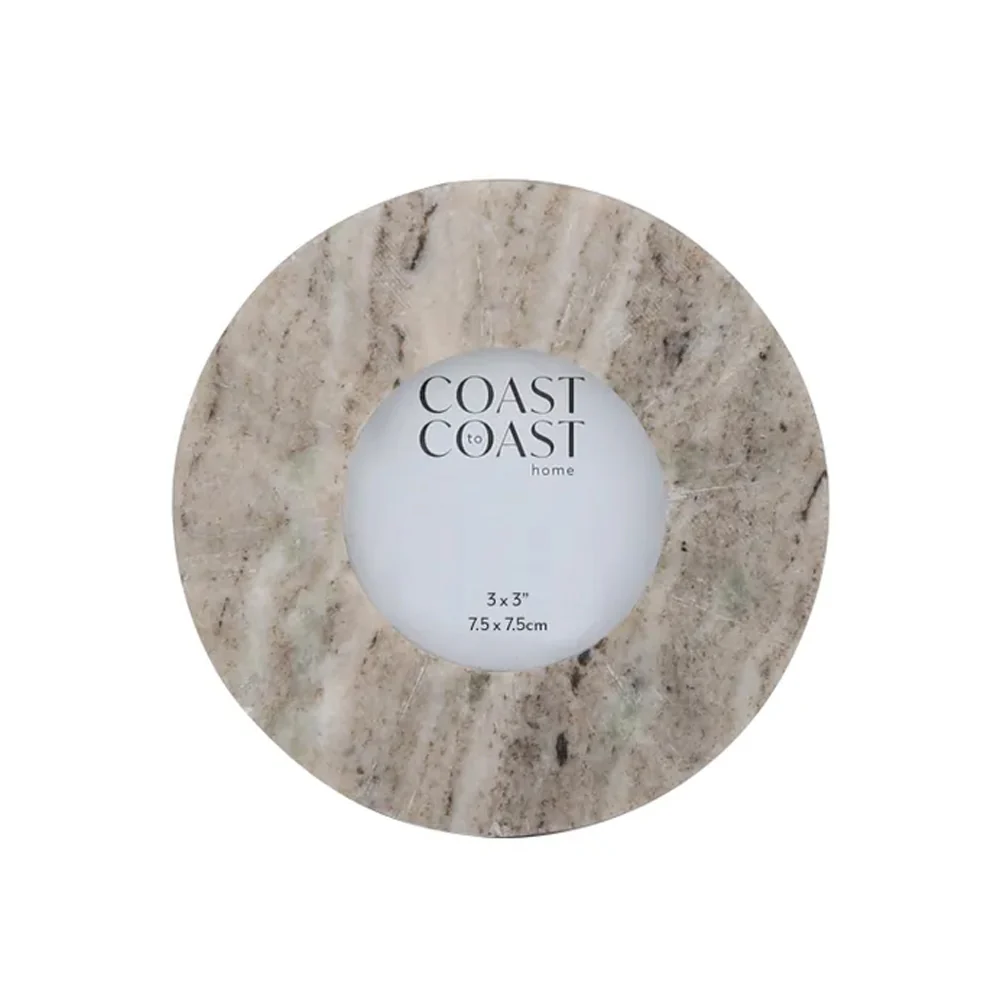 Riva Marble Round Frame 3x3" Beige