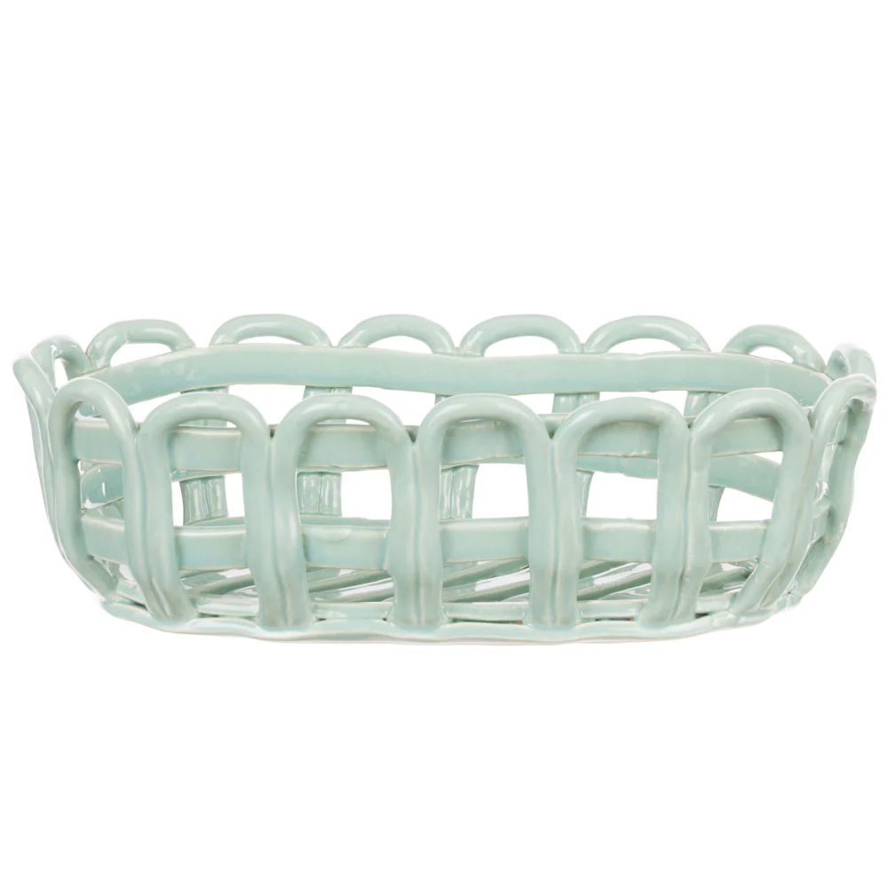 Rye Stoneware Oblong Basket - Mint - Image 2