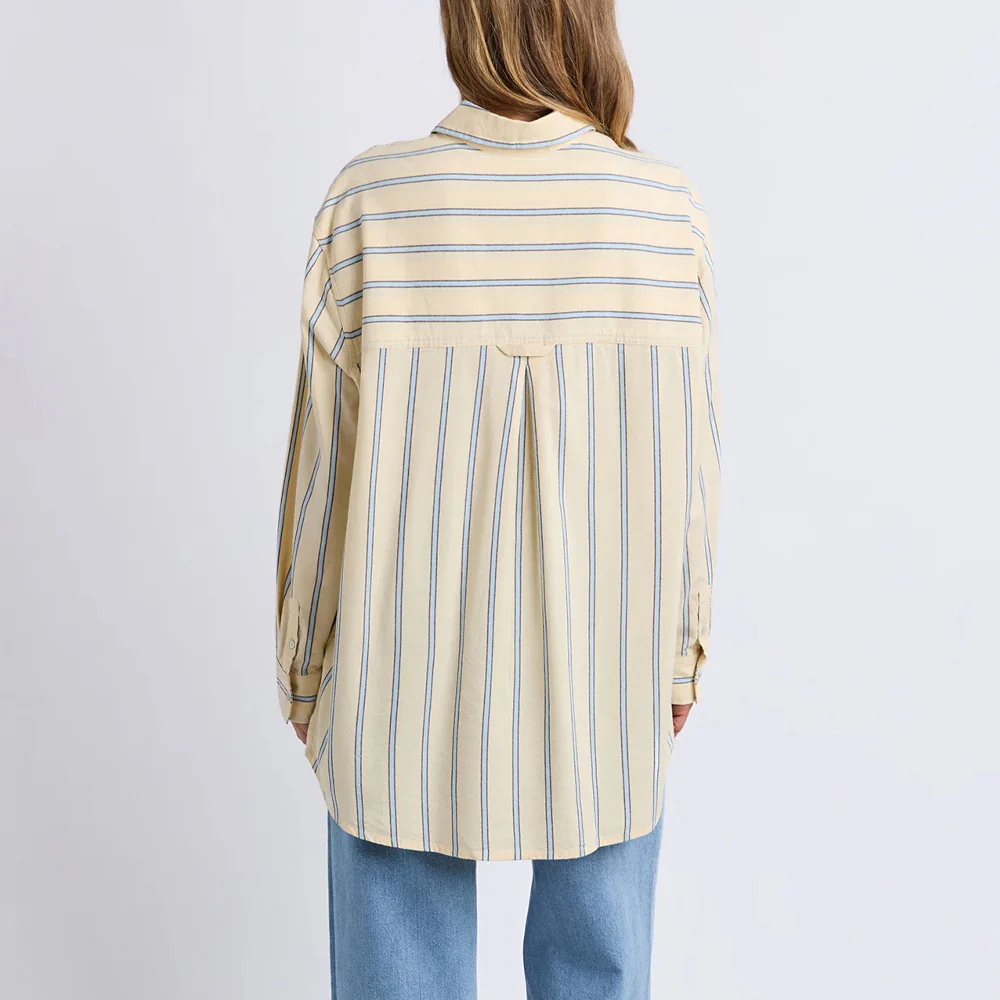 Sadie Shirt - Lemon, Blue + Coffee Stripe - Image 5
