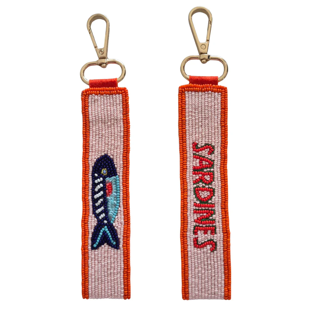 Sardine Orange/Pink Beaded Keychain