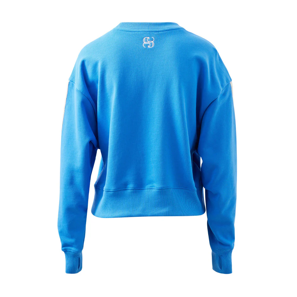 Sasha Sporty Slouchy Crew - Marine Blue Side Stripe - Image 4