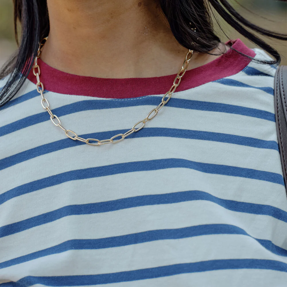 Scout Slouchy Long Sleeve Tee - Milk + Prussian Blue Stripe - Image 3