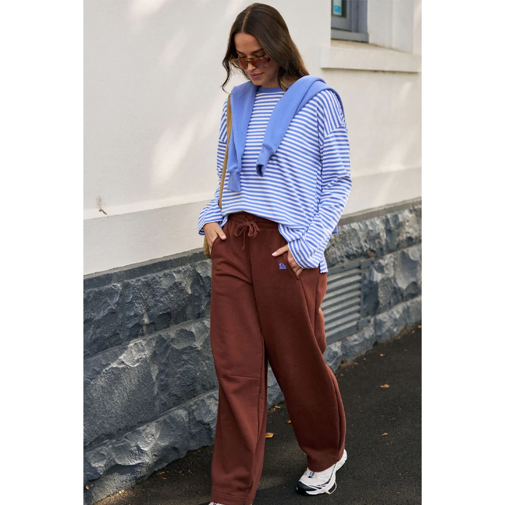 Scout Slouchy Long Sleeve Tee - Vintage Blue + White Stripe - Image 2
