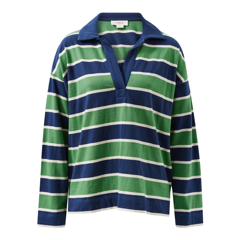 Shelby Slouchy Rugby Top - Pistachio Heritage Navy Stripe - Image 6