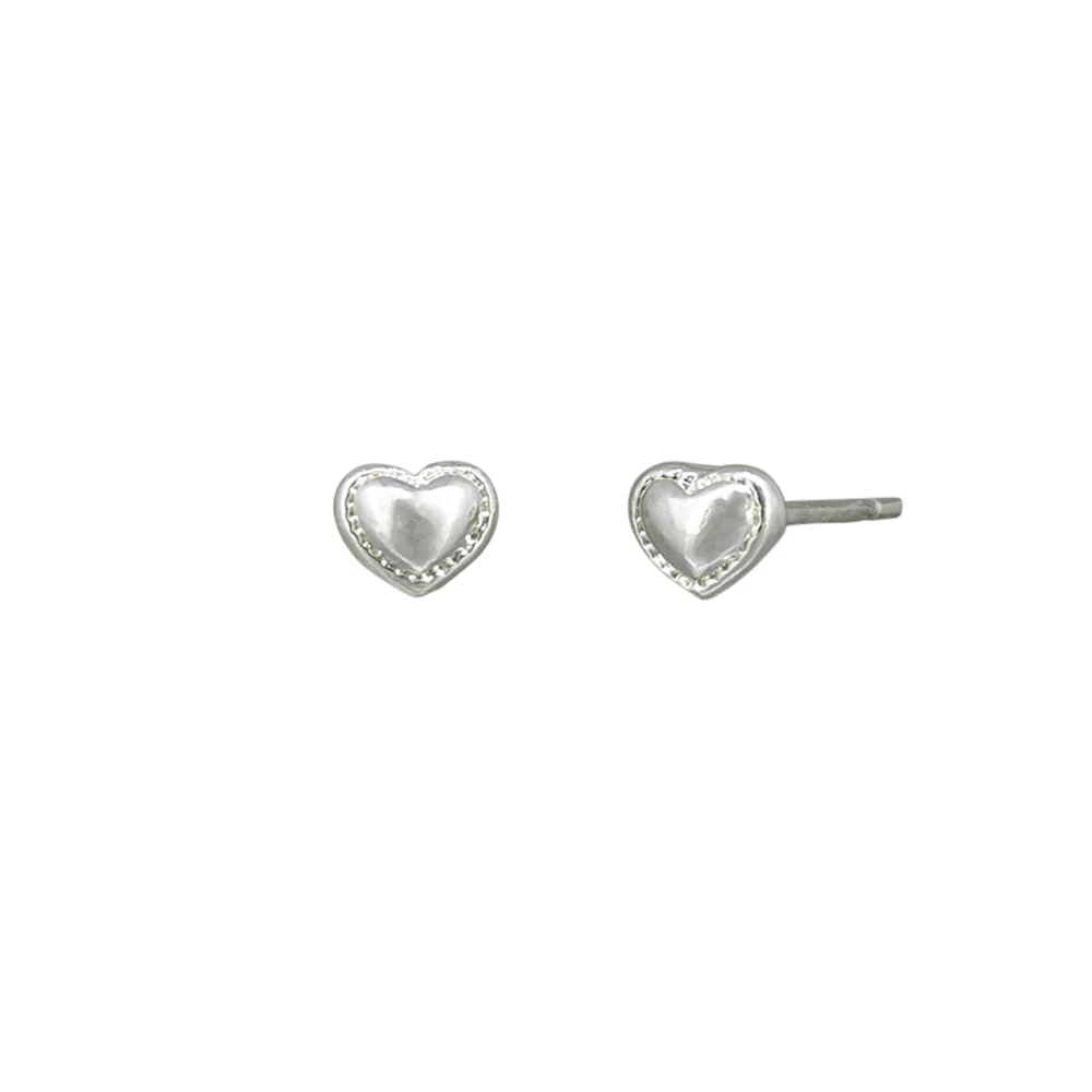 Silver Mini Edged Heart Stud
