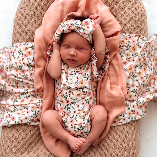 Organic Muslin Wrap - Spring Floral - Image 3
