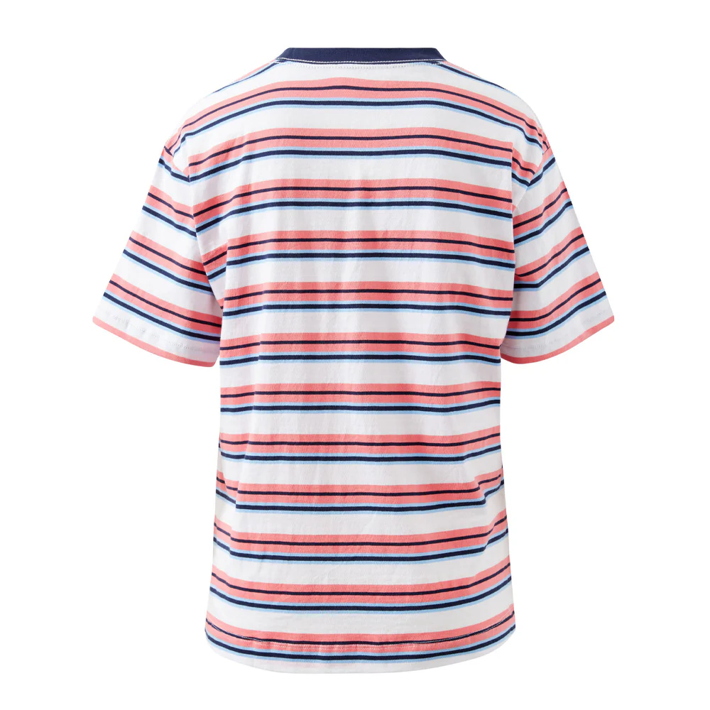 Stevie Slouchy Tee - Washed Coral + New Navy Stripe - Image 6
