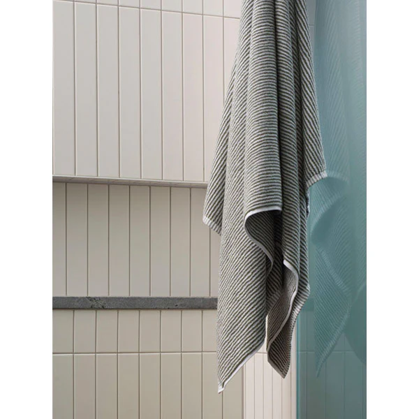 Stripe Cotton Bath Towel - Olive/White - Image 4