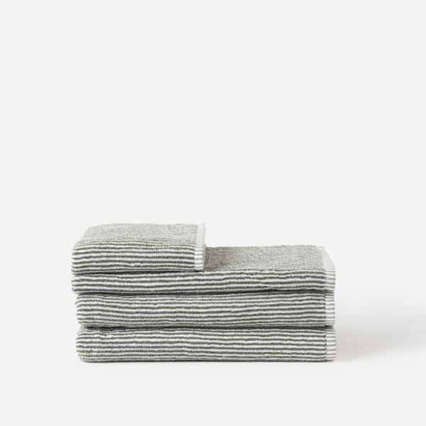 Stripe Cotton Face Cloth - Olive/White