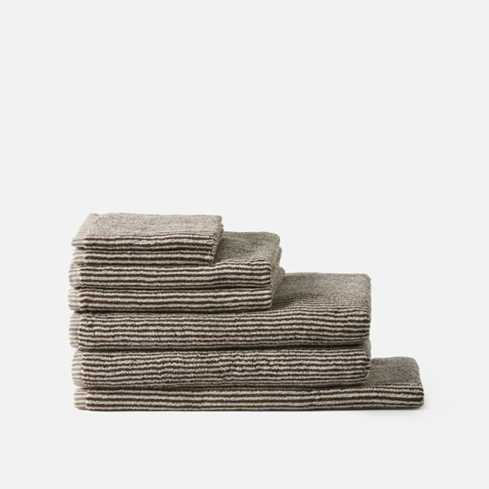 Stripe Cotton Hand Towel - Cocoa/Bone