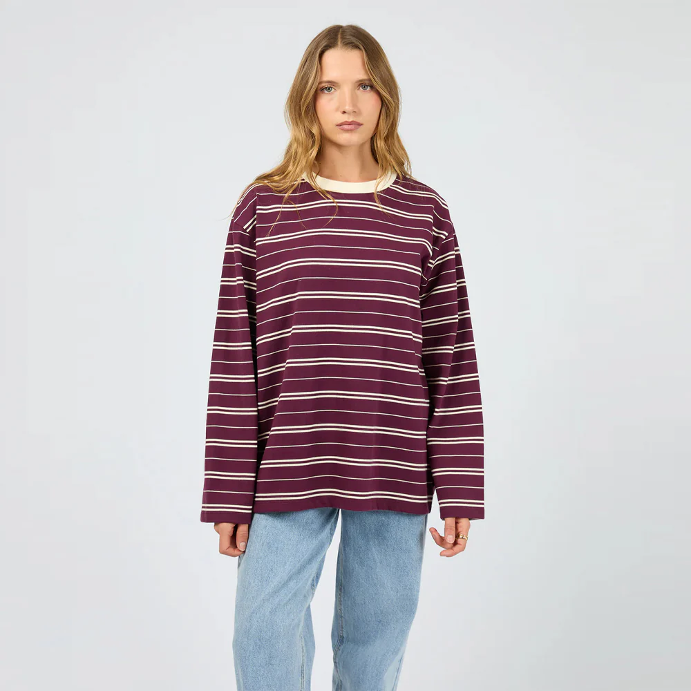 Stripe Long Sleeve Tee - Cherry