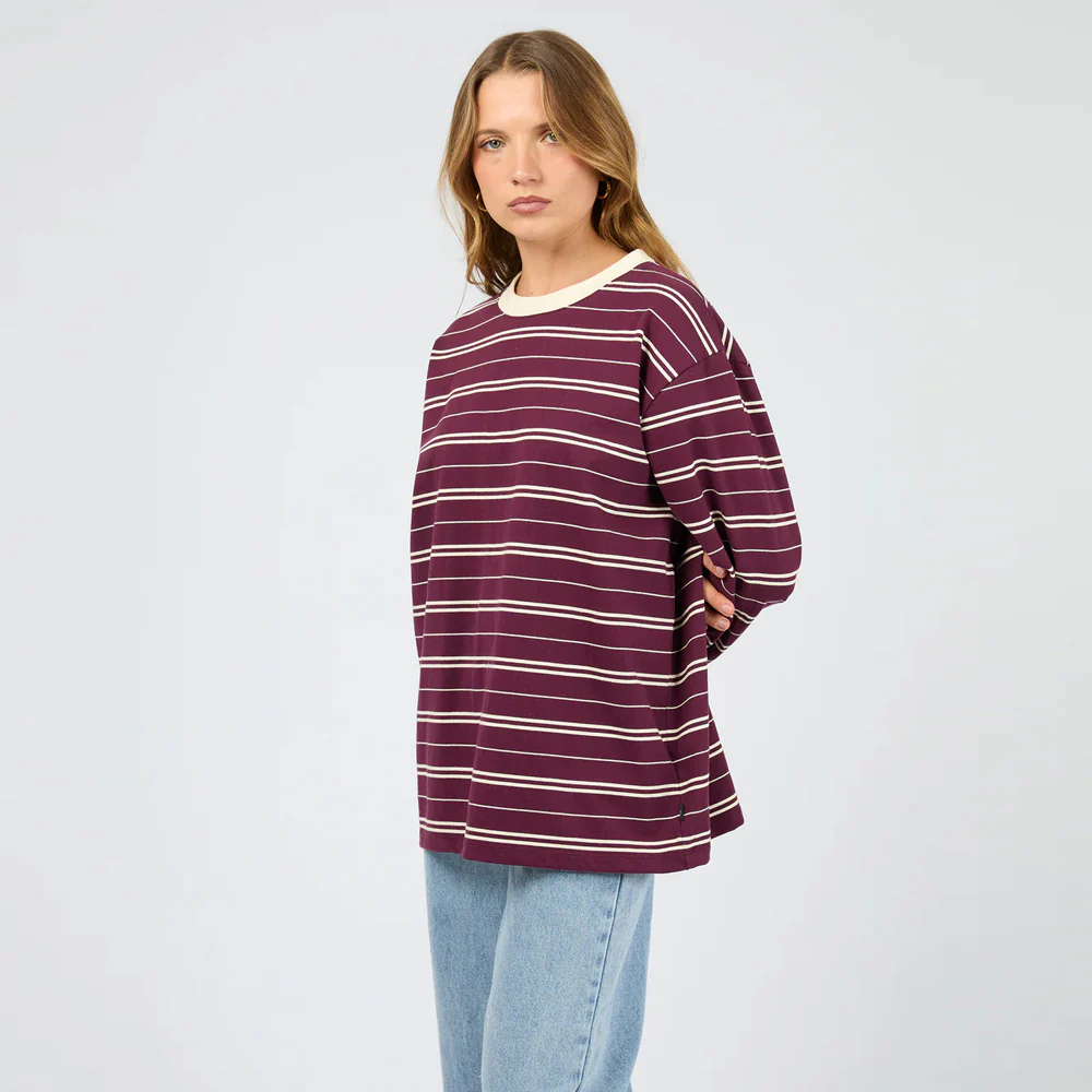Stripe Long Sleeve Tee - Cherry - Image 2