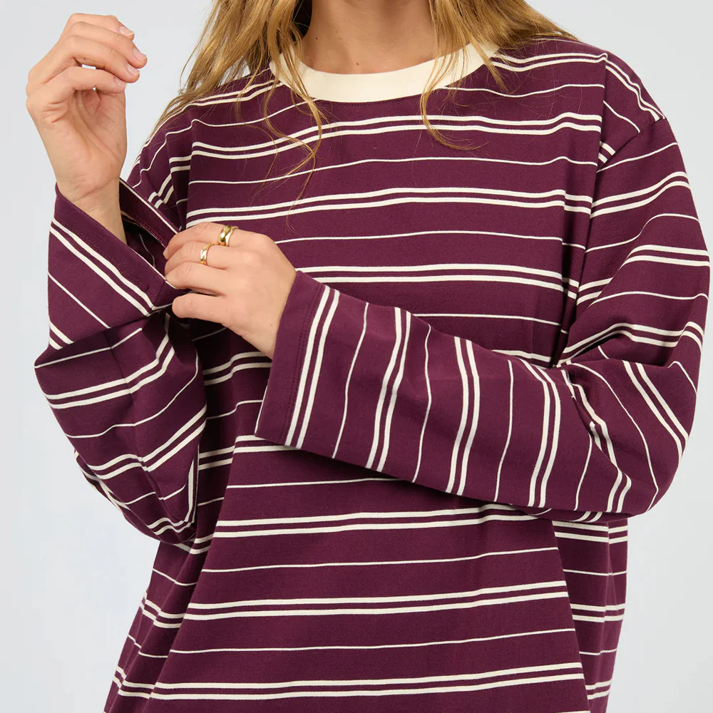 Stripe Long Sleeve Tee - Cherry - Image 3