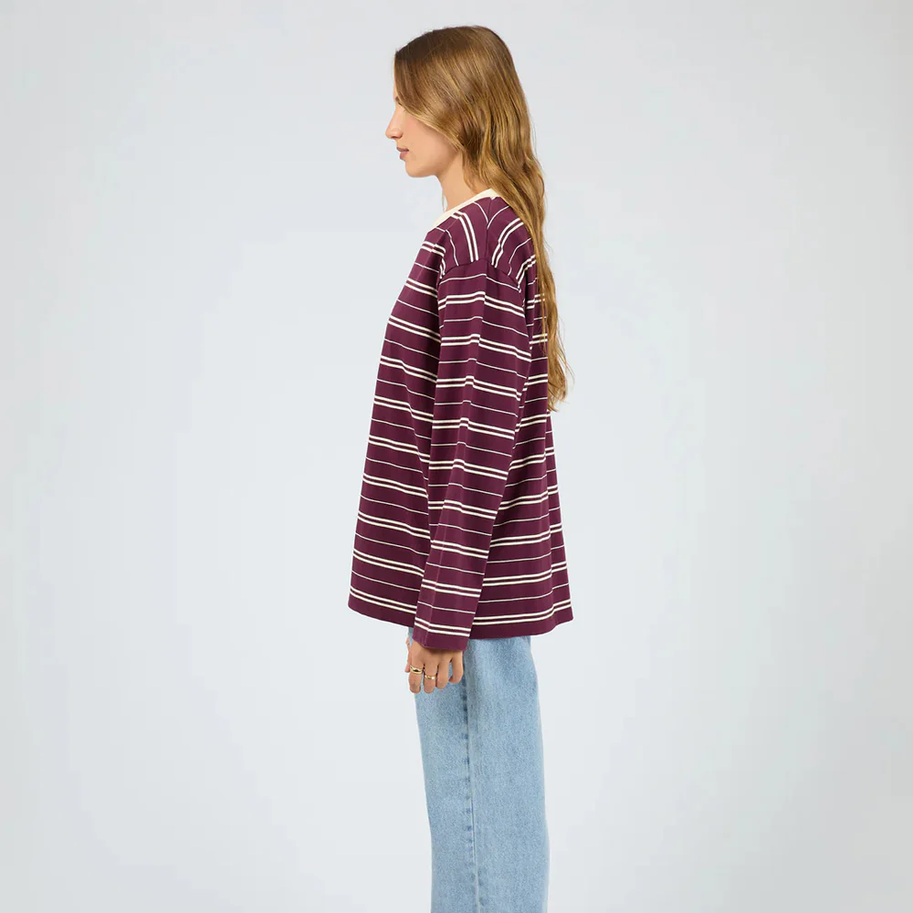 Stripe Long Sleeve Tee - Cherry - Image 4