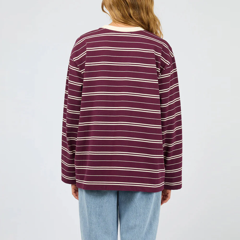 Stripe Long Sleeve Tee - Cherry - Image 5