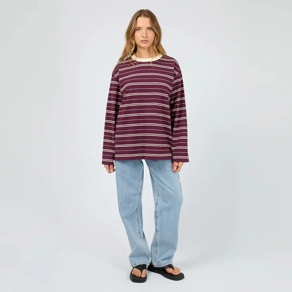 Stripe Long Sleeve Tee - Cherry - Image 6
