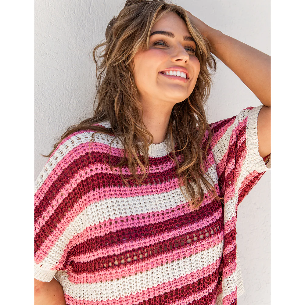 Striped Knit Top - Chateau Rose Stripe - Image 7