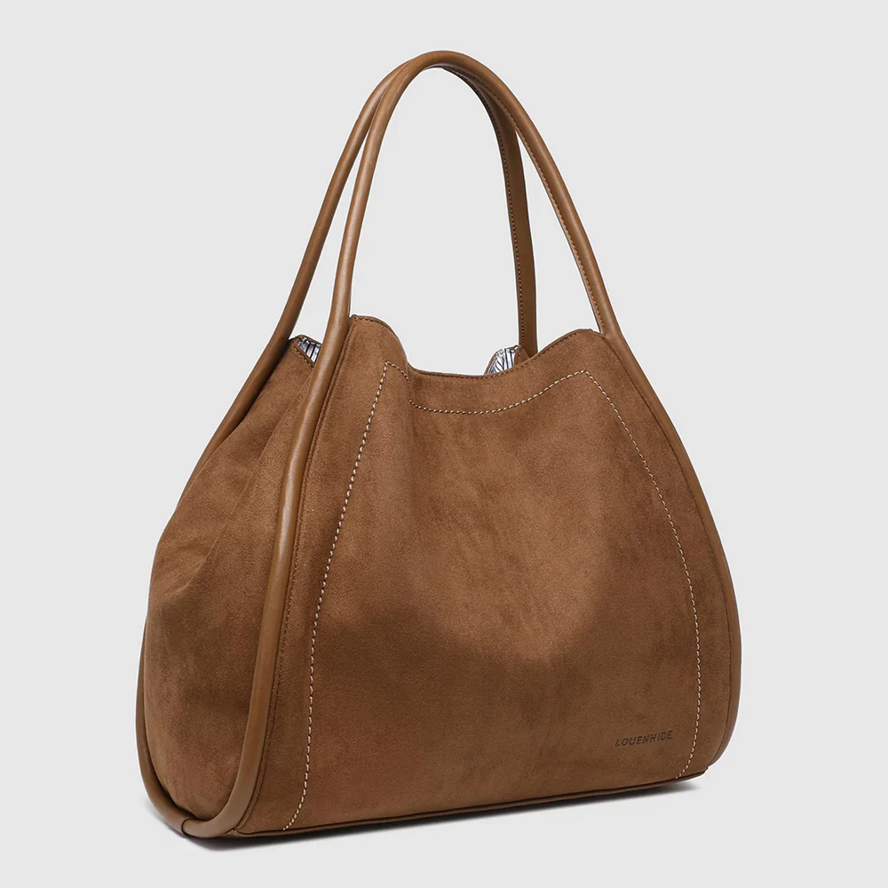 Sutton Suedette Shoulder Bag - Tan - Image 4