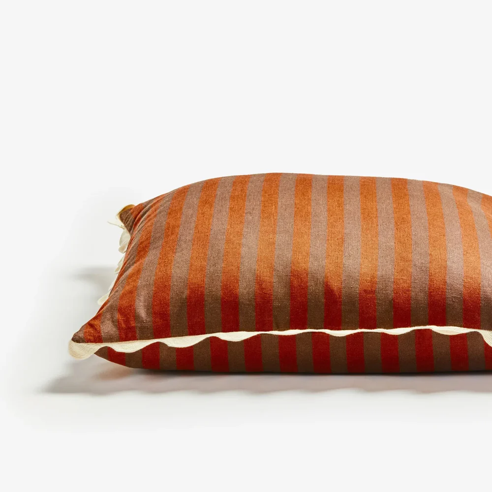 Thin Stripe Chocolate Cushion 60x60cm - Image 3
