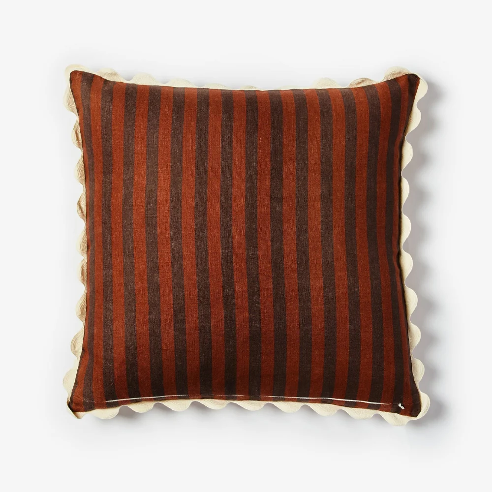 Thin Stripe Chocolate Cushion 60x60cm - Image 4