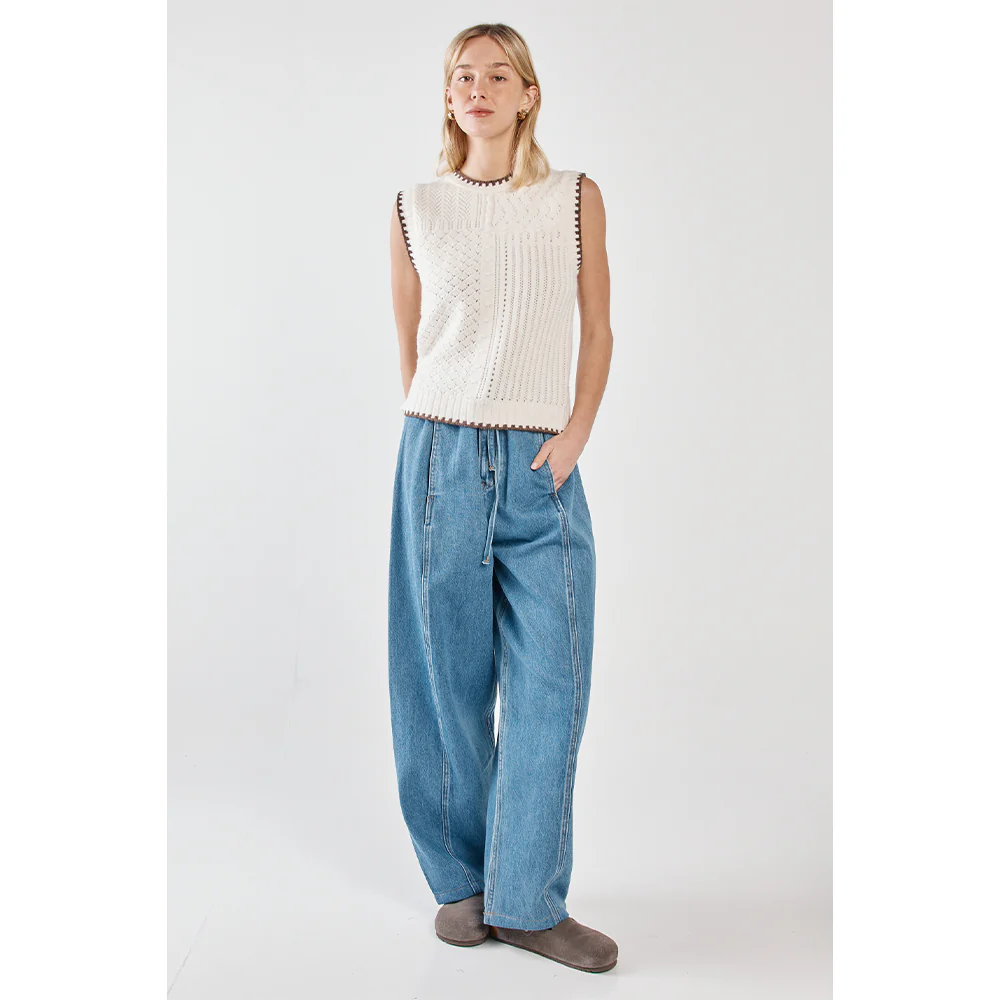 Tonia Knit Vest - Cream + Mushroom - Image 8