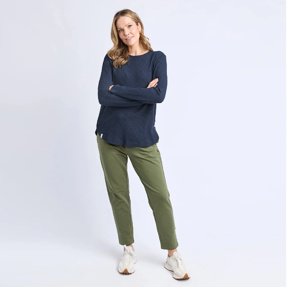 Veronica Rib Long Sleeve Tee - Navy - Image 2